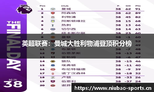 英超联赛：曼城大胜利物浦登顶积分榜